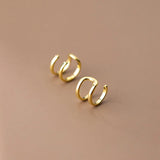 925 Silver Double Line Ear Cuffs Geometric Shape Cartilage Earrings