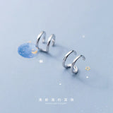 925 Silver Double Line Ear Cuffs Geometric Shape Cartilage Earrings