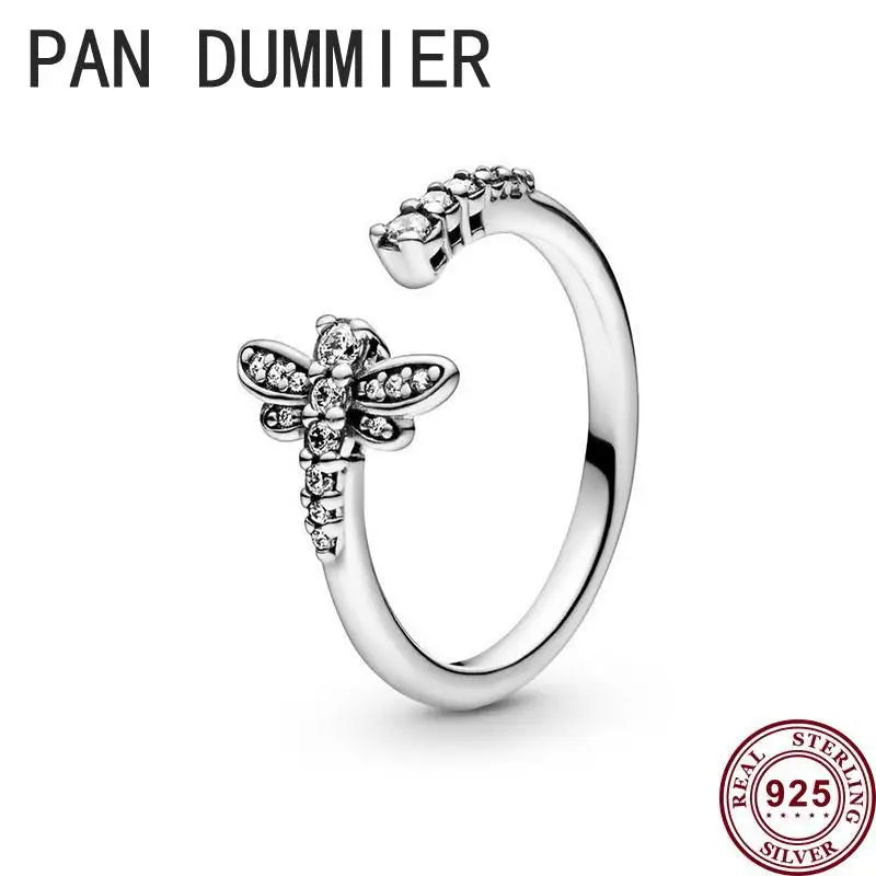 925 Silver Dragonfly Lady Pan Ring For Engagement Gift