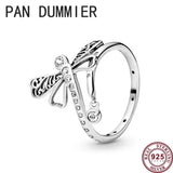 925 Silver Dragonfly Lady Pan Ring For Engagement Gift