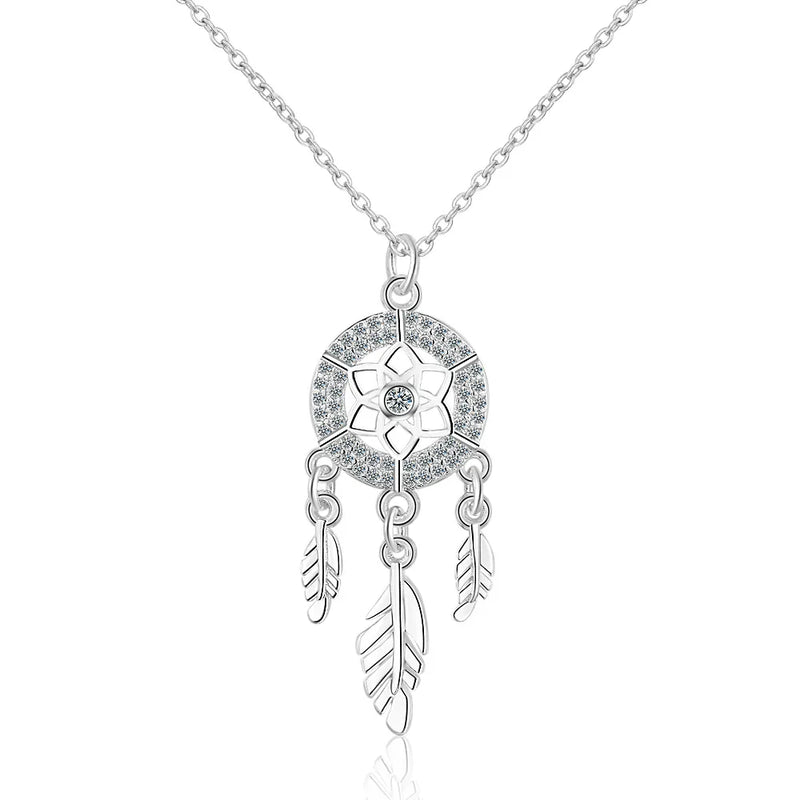 925 Silver Dream Catcher Necklace Net Red Clavicle Pendant Jewelry