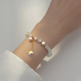 925 Silver Dream Heart Zircon Bracelet Opal Pearl Romantic Jewelry