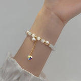 925 Silver Dream Heart Zircon Bracelet Opal Pearl Romantic Jewelry