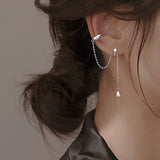 925 Silver Ear Cuff Tassel Earrings Non Pierced Cartilage Clip Hypoallergenic