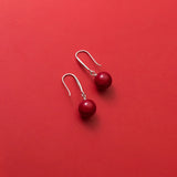 925 Silver Cinnabar Stone Earrings Women Summer Jewelry