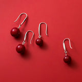 925 Silver Cinnabar Stone Earrings Women Summer Jewelry