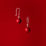 925 Silver Cinnabar Stone Earrings Women Summer Jewelry