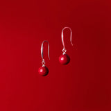 925 Silver Cinnabar Stone Earrings Women Summer Jewelry