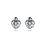 925 Silver Clear CZ Crystal Heart Stud Earrings Wedding Jewelry Brincos