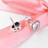 925 Silver Clear CZ Crystal Heart Stud Earrings Wedding Jewelry Brincos