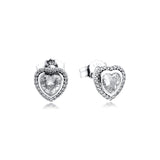 925 Silver Clear CZ Crystal Heart Stud Earrings Wedding Jewelry Brincos