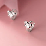 925 Silver Hollow Bow-knot Hoop Earrings for Women