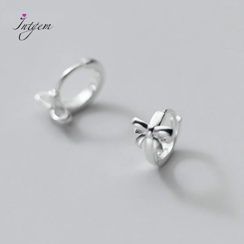 925 Silver Hollow Bow-knot Hoop Earrings for Women