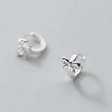 925 Silver Hollow Bow-knot Hoop Earrings for Women