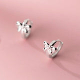 925 Silver Hollow Bow-knot Hoop Earrings for Women