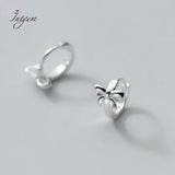 925 Silver Hollow Bow-knot Hoop Earrings for Women