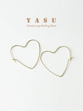 925 Silver Love Heart Hoop Earrings, 14k Plated