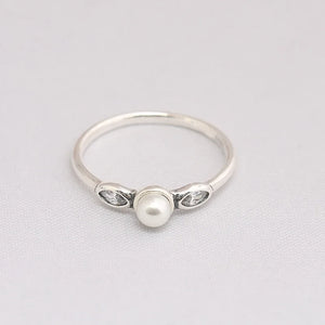 925 Silver Beauty Pearl CZ Ring European Jewelry