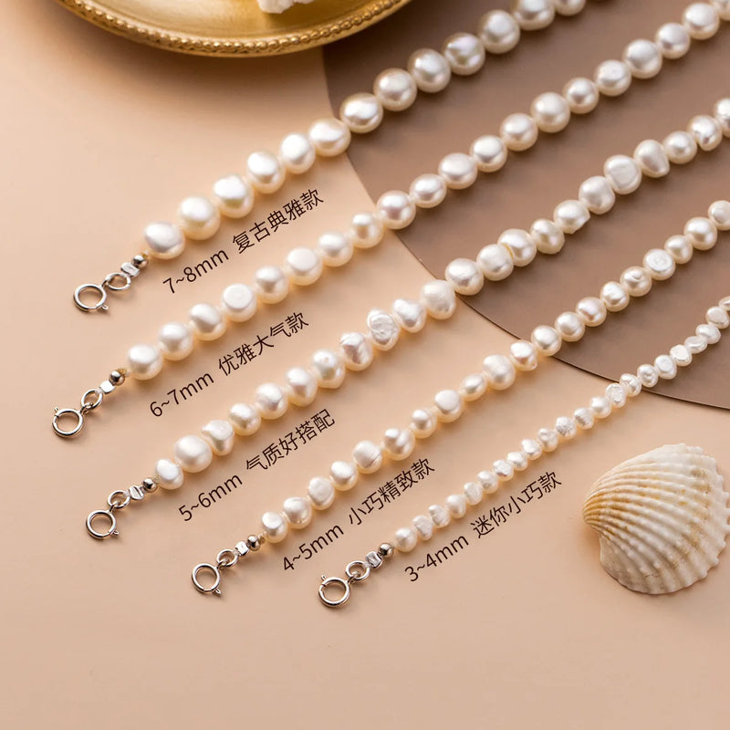 925 Silver Pearl Choker Necklaces Women Retro Wedding Bridal