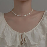 925 Silver Pearl Choker Necklaces Women Retro Wedding Bridal