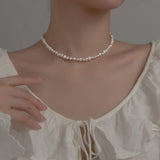 925 Silver Pearl Choker Necklaces Women Retro Wedding Bridal