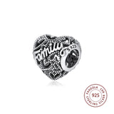 925 Silver Heart Charms Beads Family DIY Bracelet Jewellery