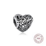 925 Silver Heart Charms Beads Family DIY Bracelet Jewellery