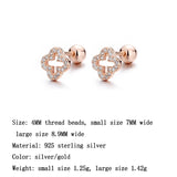 925 Silver CZ Four-leaf Clover Stud Earrings