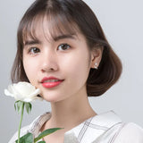 925 Silver Flower Leaf Post Stud Earrings Women Hypoallergenic Jewelry