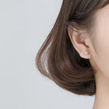 925 Silver Flower Leaf Post Stud Earrings Women Hypoallergenic Jewelry