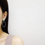 925 Silver Geometric Round Hoop Dangle Earrings for Women