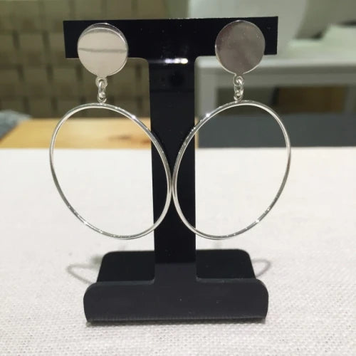 925 Silver Geometric Round Hoop Dangle Earrings for Women