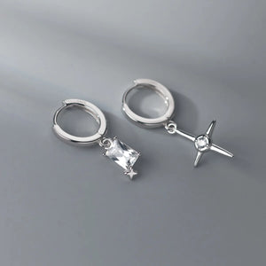 925 Silver Geometric Earrings Star Rectangle Drop Earring for Women