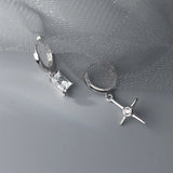 925 Silver Geometric Earrings Star Rectangle Drop Earring for Women
