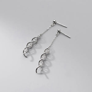 925 Silver Geometric Twisted Drop Earrings Serotonin Pattern
