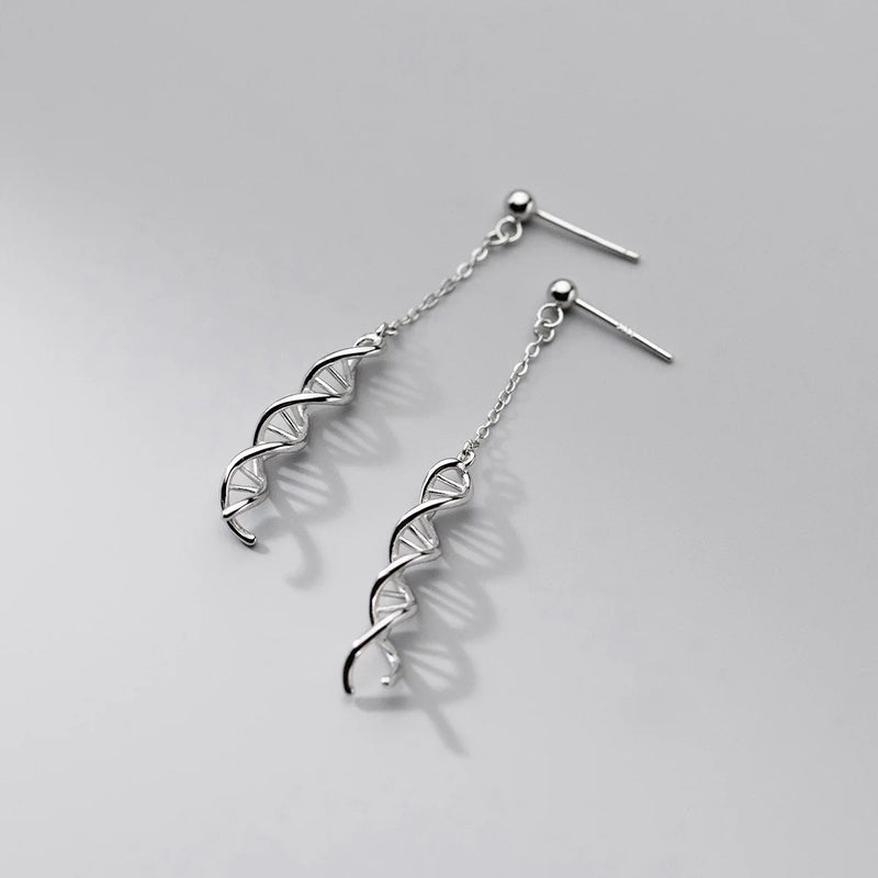 925 Silver Geometric Twisted Drop Earrings Serotonin Pattern