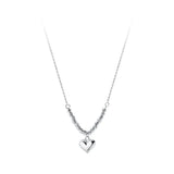 925 Silver Heart Stripe Beads Necklace for Women