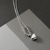 925 Silver Heart Stripe Beads Necklace for Women
