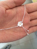 925 Sterling Silver Cherry Flower Chain Bracelet Tassel with Lucky Beads Charms