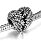 925 Silver Heart Charms Metal Beads for Bracelet