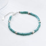 925 Silver Green Crystal Square Bracelet Women Party Jewelry