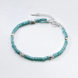 925 Silver Green Crystal Square Bracelet Women Party Jewelry