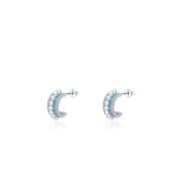925 Silver Half Circle Pearl Zircon Turquoise Women Wedding