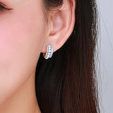 925 Silver Half Circle Pearl Zircon Turquoise Women Wedding