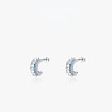 925 Silver Half Circle Pearl Zircon Turquoise Women Wedding