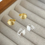 925 Silver Half-arc Brushed Grain Clip On Earrings Hypoallergenic