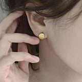 925 Silver Half-arc Brushed Grain Clip On Earrings Hypoallergenic