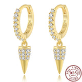 925 Silver Rivet Cone Drop Earrings with CZ Stones