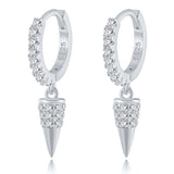 925 Silver Rivet Cone Drop Earrings with CZ Stones