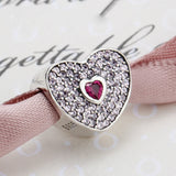 925 Silver Heart Purple Enamel&CZ Bead Charms DIY Bracelet Lover Wedding Gift